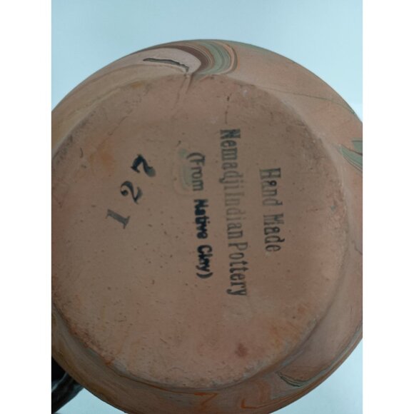 Vintage Vintage Native American Pottery Vase Clay Swirl Design Handmade Art - Picture 5 of 8